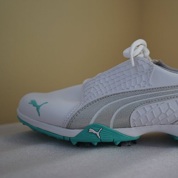 Puma Women's Biofusion Golf Shoes White/Silver Metallic/Aqua Splash, 8.5 M - Picture 2 of 16